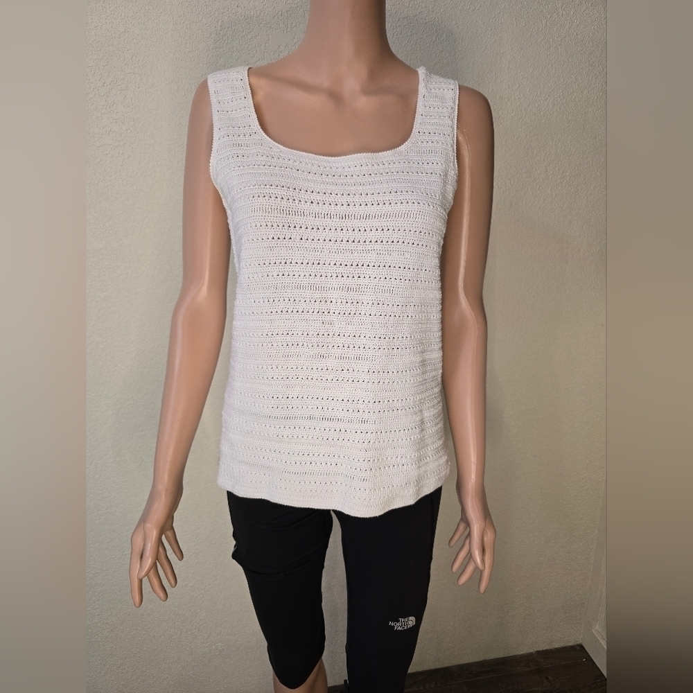 Lauren Ralph Lauren Exclusive Hand Knit 100% Mercerized Cotton Size Medium White